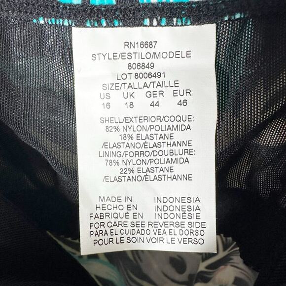 Swim Solutions Bring Me Flowers Pleated Front Tankini Swim Top Size 16 - Picture 5 of 8